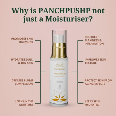 Svarasya Panchpushp - The Ancient Skin Hydration Lotion For Face with Natural ingredients | Retaines moisture upto 8 hours | Hydrates dull and dry skin | Non-greasy, lightweight, and dewy finish | For soft & glowing skin (Moisturizer, 50 Ml)